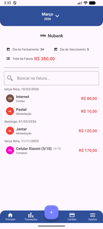 Faturas de Cartão